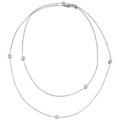 Birks 18KT White Gold Long Floral Diamond Chain Necklace
