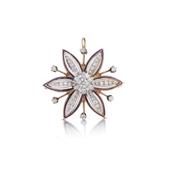 Vintage Mid-Century Old-European Cut Diamond Flower Pendant/Brooch
