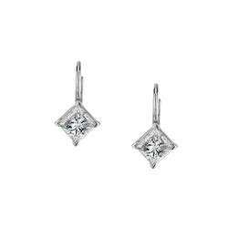 2.05 Carat Total Princess Cut Diamond WG Drop Earrings