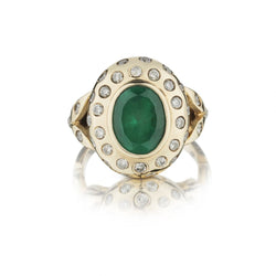 3.50 Carat Columbian Emerald And Diamond Cocktail Gold Ring