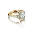 GIA 1.74 Carat Natural Oval-Shaped Diamond Halo Set Engagement Ring
