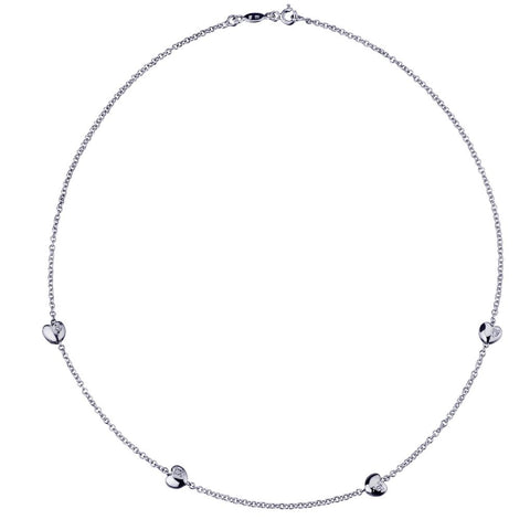 14KT White Gold Heart Diamond Chain Necklace