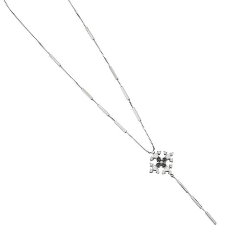 Chimento Black And White Diamond Cross Pendant Necklace