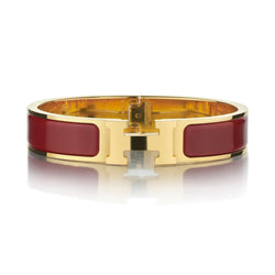 Hermes Red And Yellow Gold-Plated Clic Clac H Bangle