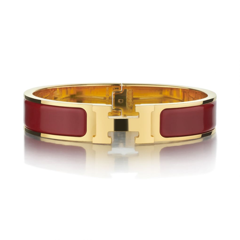 Hermes Red And Yellow Gold-Plated Clic Clac H Bangle – Van Rijk