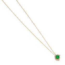 1.20 Carat Green Emerald And Diamond Pendant Necklace