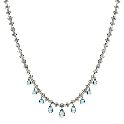 Tiffany & Co. Sunburst Lace Collection Diamond And Aquamarine Necklace
