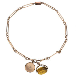 Citrine Seal And 9KT Rose Gold Fob Chain Necklace
