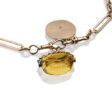 Citrine Seal And 9KT Rose Gold Fob Chain Necklace