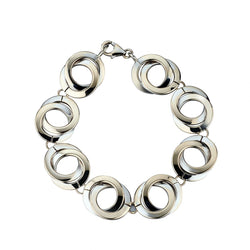 18KT White Gold Modern Circular Link Bracelet