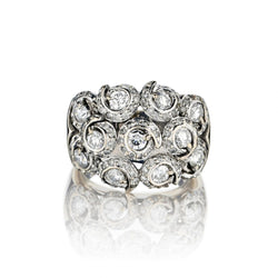 1.20 Carat Total Weight Round Brilliant Cut Diamond Floral Ring