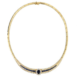 18KT Yellow Gold Sapphire And Diamond Collar-Style Necklace