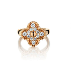 Van Cleef And Arpels Yellow Gold Vintage Alhambra Diamond Ring