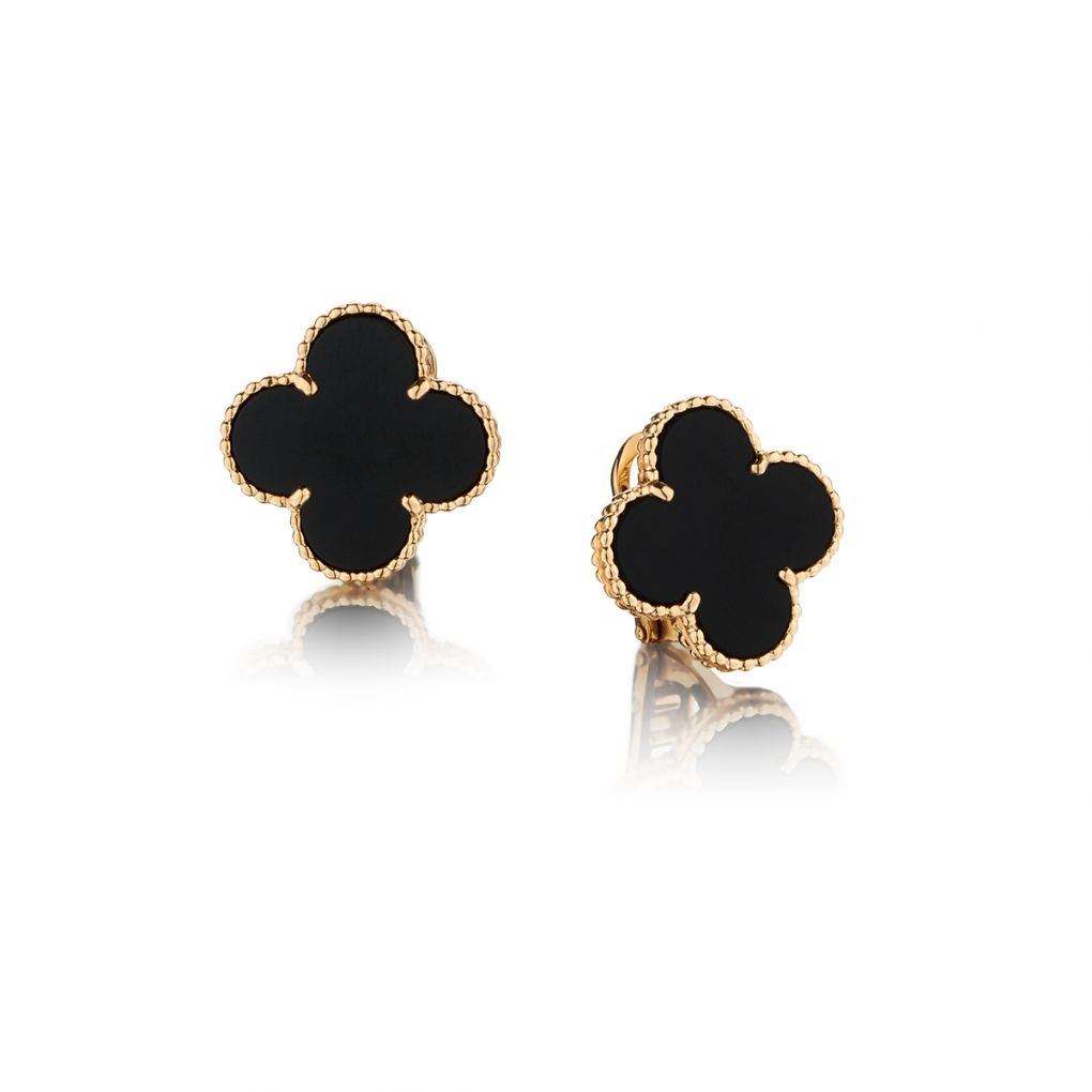 Alhambra Earrings Van Cleef And Arpels Black Clover Necklace Model