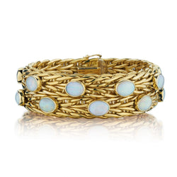 Secrett 18KT Yellow Gold Opal Gemstone Woven Bracelet