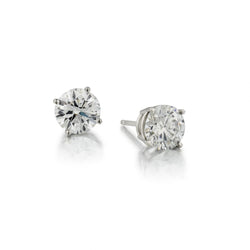2.02 Carat Total Weight Round Brilliant Cut Diamond Stud E Color Earrings