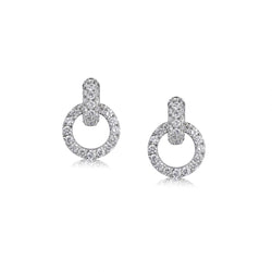 2.00 Carat Total Pave-Set Diamond White Gold Earrings