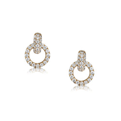 2.00 Carat Total Weight Yellow Gold Pave-Set Diamond Earrings