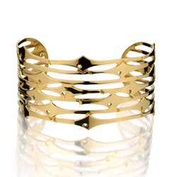 Birks 18KT Yellow Gold Modernist Needlefish Cuff Bangle/Bracelet