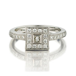 Charriol 18KT White Gold Princess Cut Halo-Set Diamond Cluster Ring