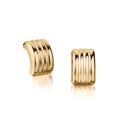 18KT Yellow Gold Hoop-Style Ribbed Earrings