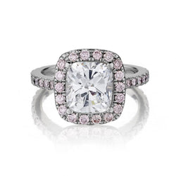 2.35 Carat Cushion-Cut Diamond Pink Diamonds Halo Ring