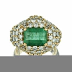 Royal De Versailles 3.80 Carat Green Emerald And Diamond Cocktail Ring