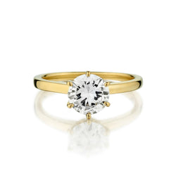 Ladies 18kt Y/G 6 Claw Solitaire Ring Featuring a  1.08ct Brilliant Cut Diamond