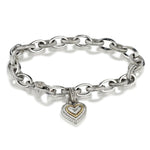 Judith Ripka Silver and Yellow Gold Heart Charm Bracelet