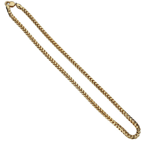 10KT Yellow Gold Square Chevron Link Unisex Long Chain Necklace