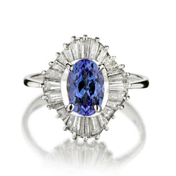 Sapphire And Old-Baguette Cut Diamond Ballerina Ring