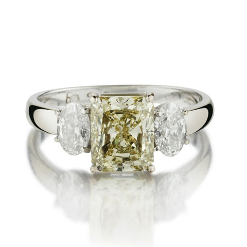 2.40 Carat Fancy Yellow Radiant Cut Diamond Engagement Ring