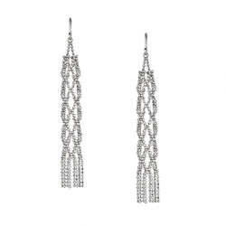 Tiffany & Co. 18KT White Gold Mesh Bead Chain Tassel Drop Earrings