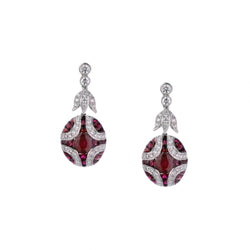 Ruby And Diamond 18KT White Gold Drop Earrings