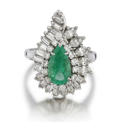 2.00 Carat Green Emerald And Diamond Cocktail Cluster Ring