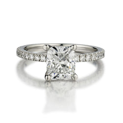 GIA 1.70 Carat Cushion Cut Diamond Platinum Engagement Ring