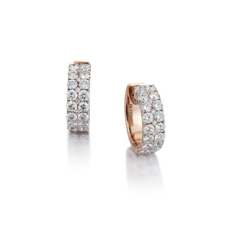 2.50 Carat Total Weight Round Brilliant Cut Diamond Pink Gold Earrings