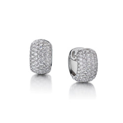 2.85 Carat Total Weight Round Brilliant Cut Diamond Pave-Set Earrings