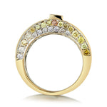Multicoloured Fancy Coloured Diamond Unique Yellow Gold Ring