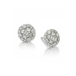 2.40 Carat Total Weight Round Brilliant And Square Cut Diamond Earrings