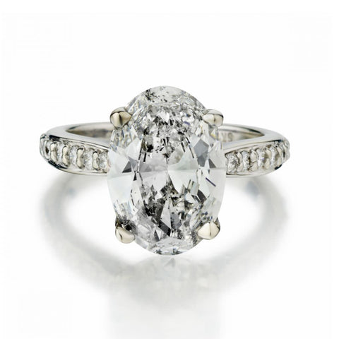3.40 Carat Oval-Cut Diamond 14KT White Gold Engagement Ring