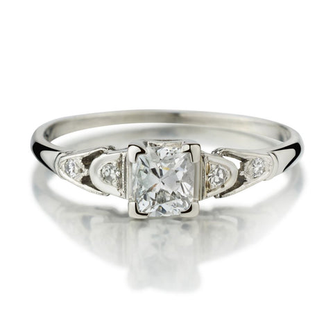 0.50 Carat Old-Mine Cut Diamond Platinum Engagement Ring