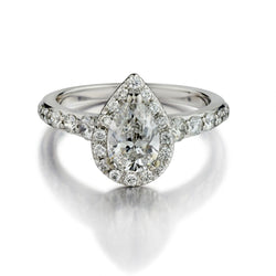 1.01 Carat Pear-Shaped Diamond Halo-Set Engagement Ring