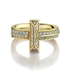 Tiffany & Co. 18KT Yellow Gold Pave-Set Brilliant Cut Diamond T T1 Ring