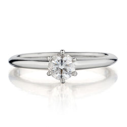 Tiffany & Co. Platinum solitaire ring . 0.45 carat weight.