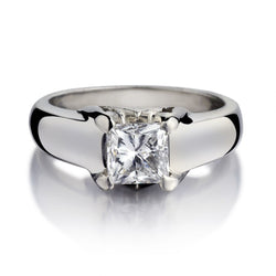 1.01 Carat Princess Cut Diamond Platinum Solitaire Engagement Ring