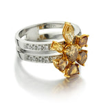 Two-Tone Gold Fancy Yellow And Brown Diamond Unique Split Shank Ring