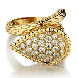 Boucheron Serpent Boheme Round Brilliant Cut Diamond Gold Ring