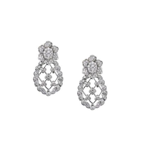 3.50 Carat Total Weight Round Brilliant Cut Diamond Earrings