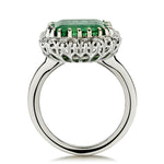 5.00 Carat Green Emerald Halo-Set Diamond White Gold Cocktail Ring